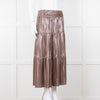 Ba&sh Metallic Gold and Purple Tiered Midi Skirt