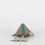 Gucci Beige Blue Leather Trim GG Zoo Whale Coin Purse