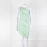 Norma Kamali Pistachio One Shoulder Ruched Dress