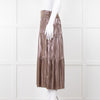 Ba&sh Metallic Gold and Purple Tiered Midi Skirt
