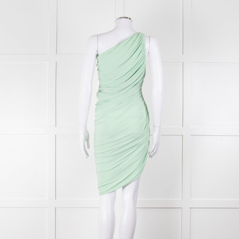 Norma Kamali Pistachio One Shoulder Ruched Dress