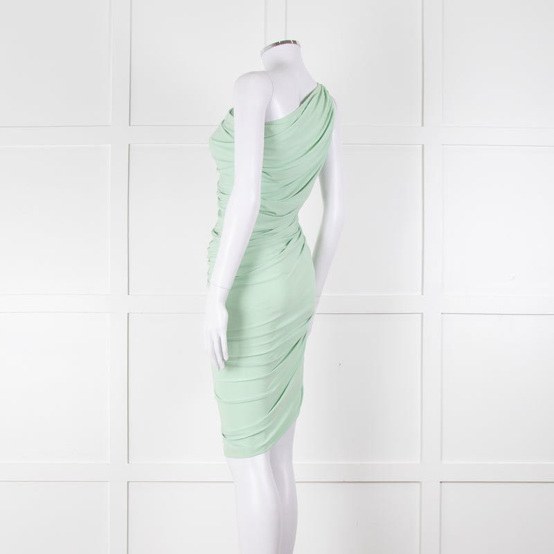 Norma Kamali Pistachio One Shoulder Ruched Dress