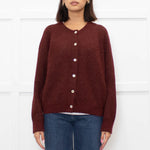 Doen Burgundy Alpaca Wool Blend Cardigan