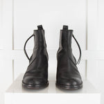 Acne Studios Black Leather Short Boots With Side Zip