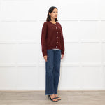 Doen Burgundy Alpaca Wool Blend Cardigan