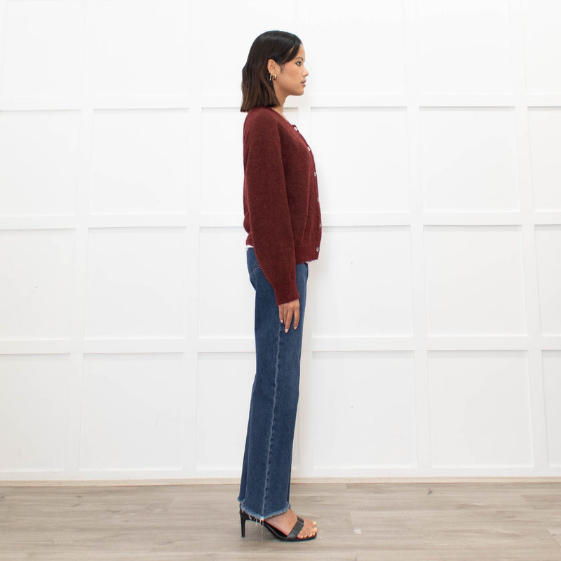 Doen Burgundy Alpaca Wool Blend Cardigan
