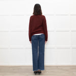 Doen Burgundy Alpaca Wool Blend Cardigan