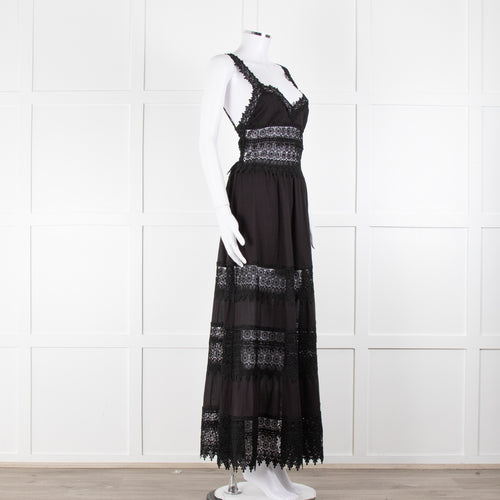 Charo Ruiz Black Lace Insert Maxi Dress