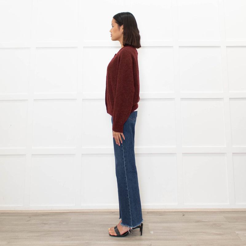 Doen Burgundy Alpaca Wool Blend Cardigan