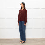 Doen Burgundy Alpaca Wool Blend Cardigan