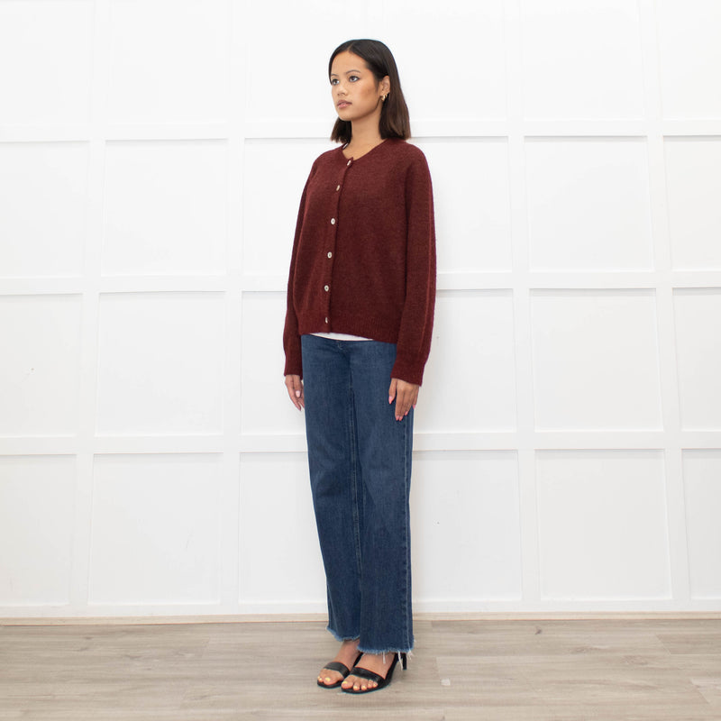 Doen Burgundy Alpaca Wool Blend Cardigan
