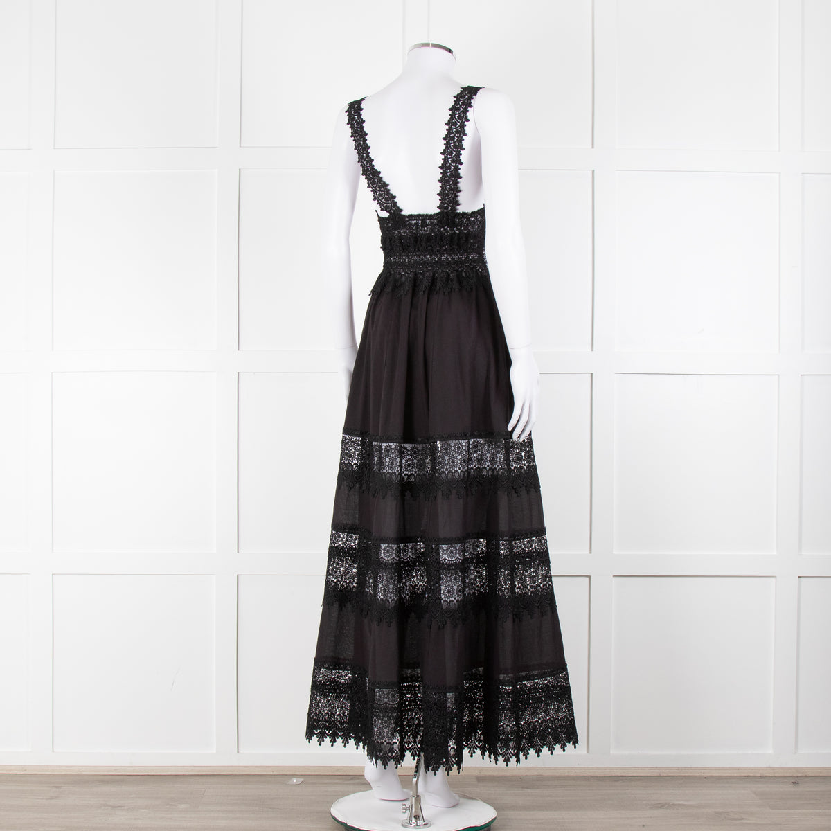 Charo Ruiz Black Lace Insert Maxi Dress