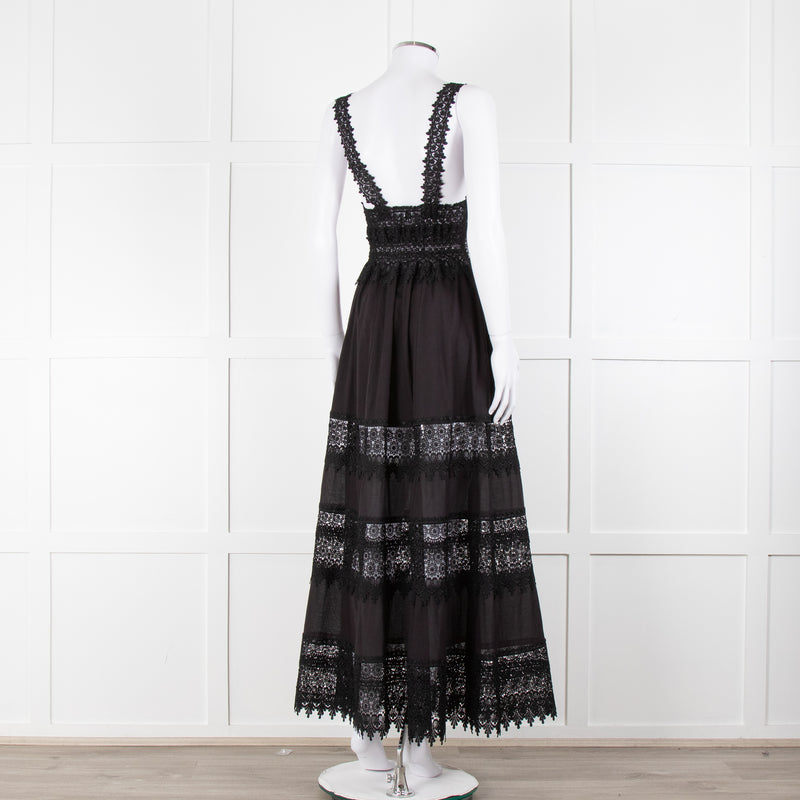 Charo Ruiz Black Lace Insert Maxi Dress