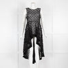 D Exterior Black Sheer Embroidered Top with Long Back Hem