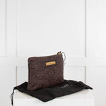 Christian Lacroix Brown Leather Embossed Wrist Purse