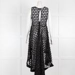 D Exterior Black Sheer Embroidered Top with Long Back Hem