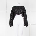 Anine Bing Black Crochet Knit Longsleeve Top