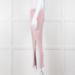 Jonathan Simkhai Pink Ribbed Button Side Midi Skirt