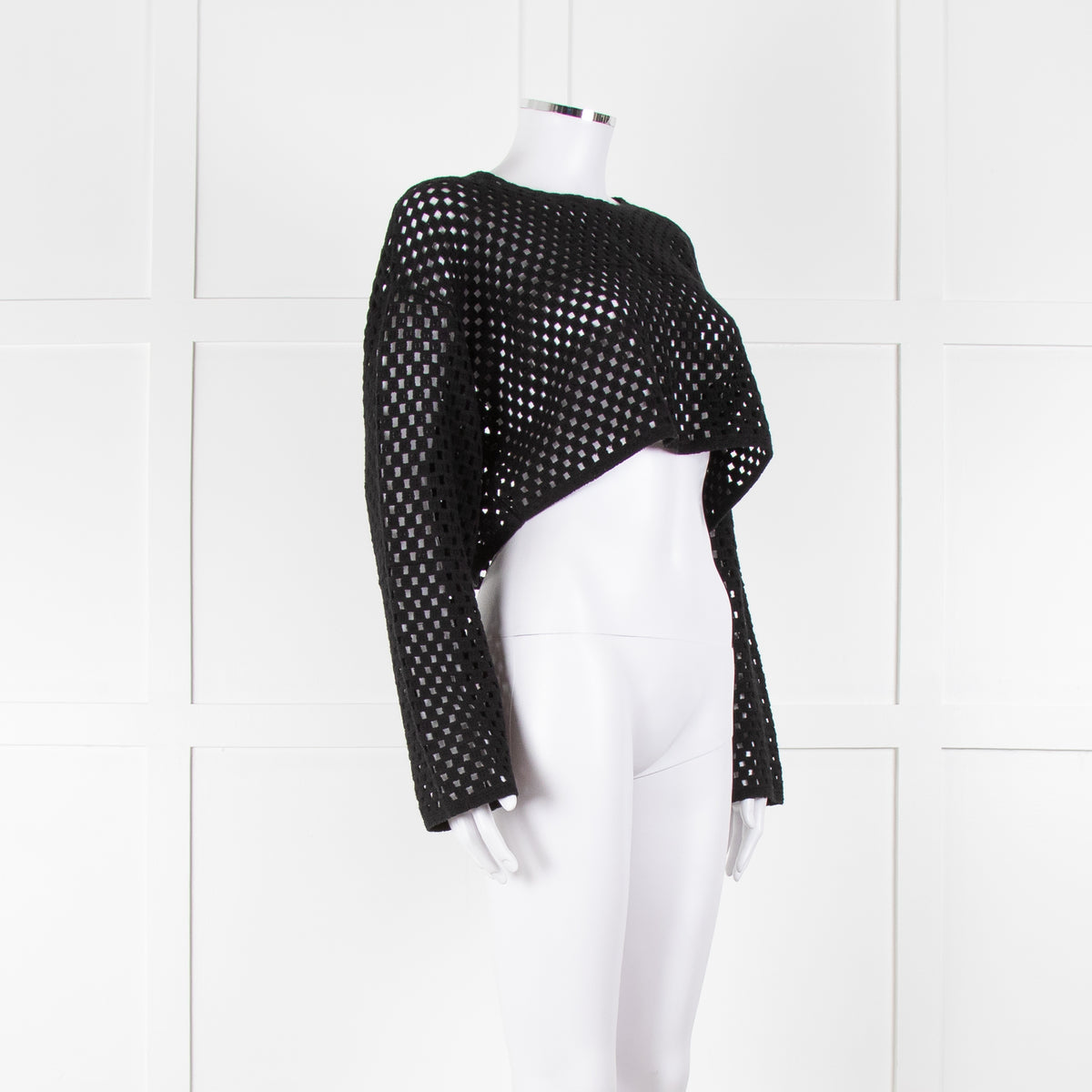Anine Bing Black Crochet Knit Longsleeve Top