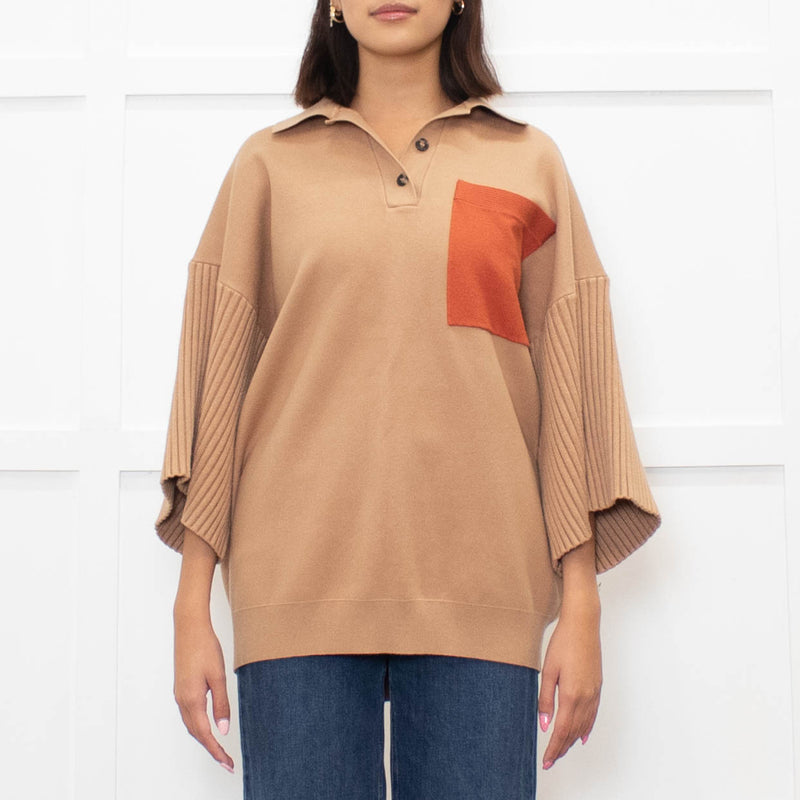 Roksanda Tan knit Orange Pocket Oversized Knit Top
