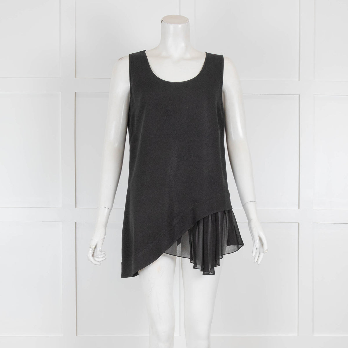 Philosophy Black Tiered Top with Sheer Hem