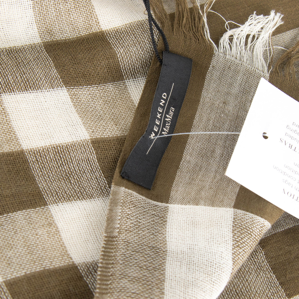 Weekend Max Mara Khaki Check Linen Scarf