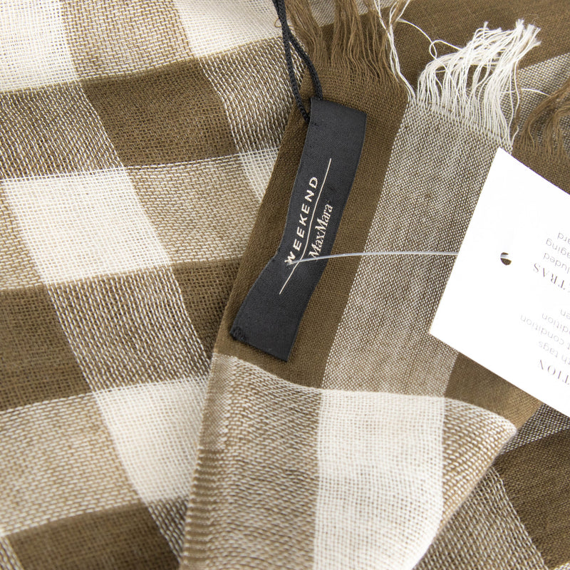 Weekend Max Mara Khaki Check Linen Scarf
