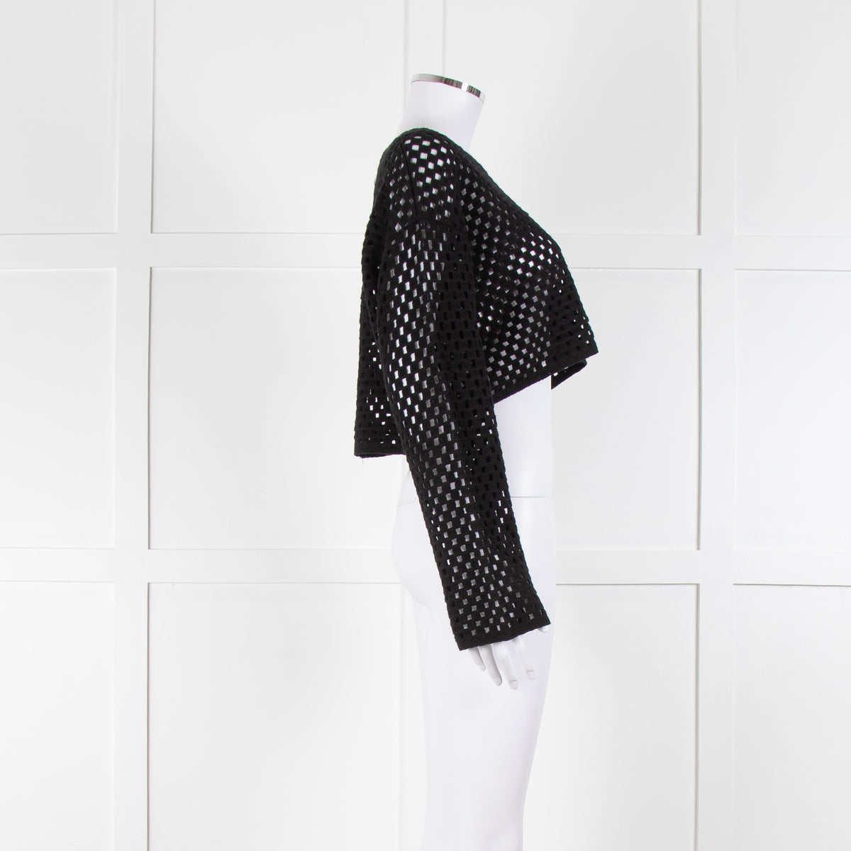 Anine Bing Black Crochet Knit Longsleeve Top