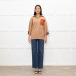 Roksanda Tan knit Orange Pocket Oversized Knit Top