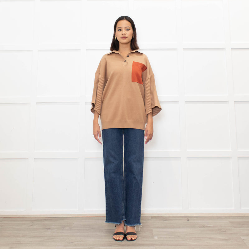 Roksanda Tan knit Orange Pocket Oversized Knit Top