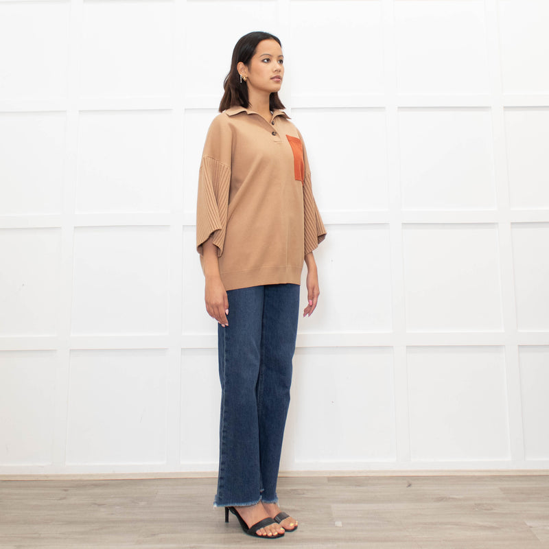 Roksanda Tan knit Orange Pocket Oversized Knit Top