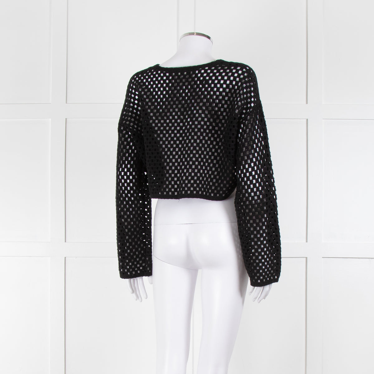 Anine Bing Black Crochet Knit Longsleeve Top