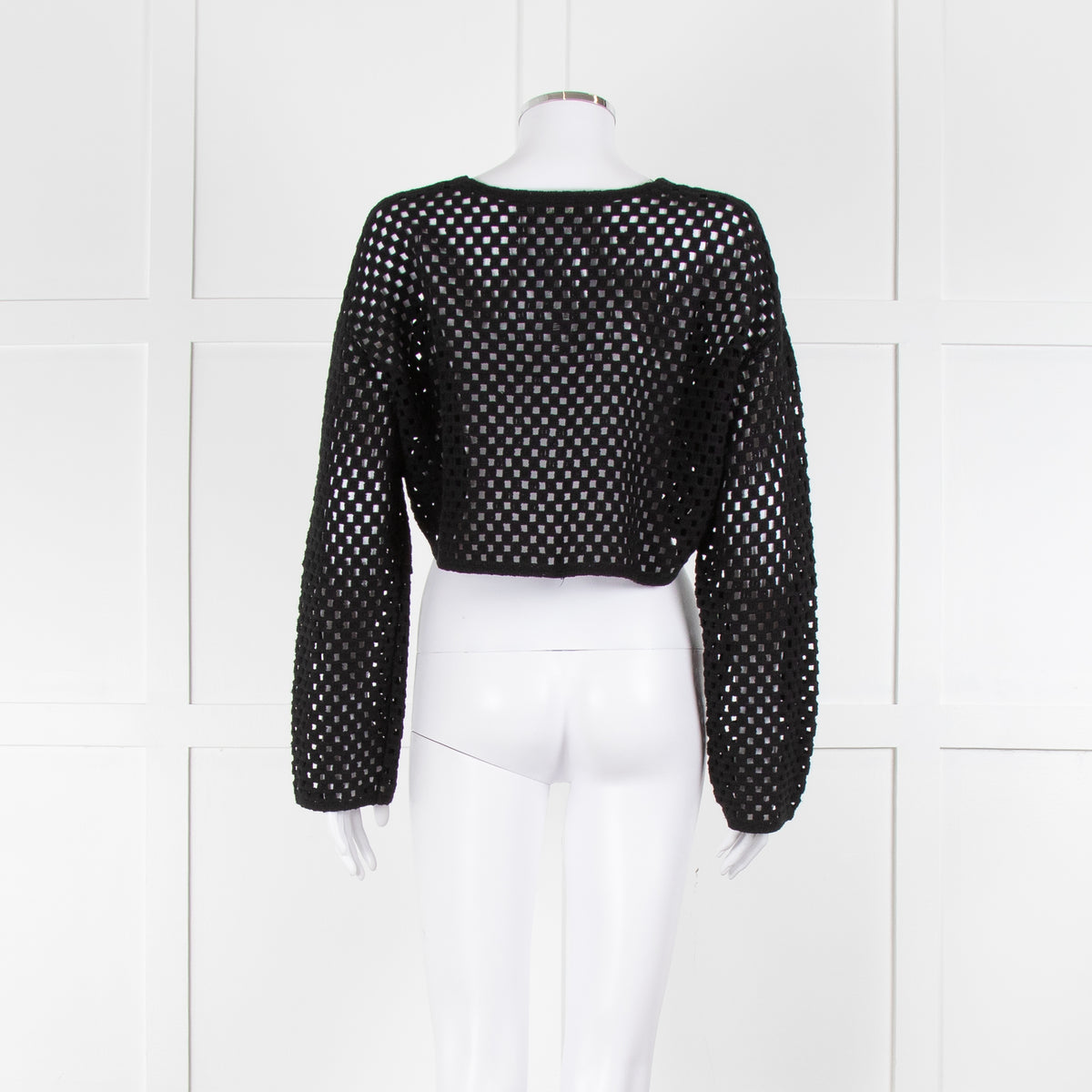Anine Bing Black Crochet Knit Longsleeve Top