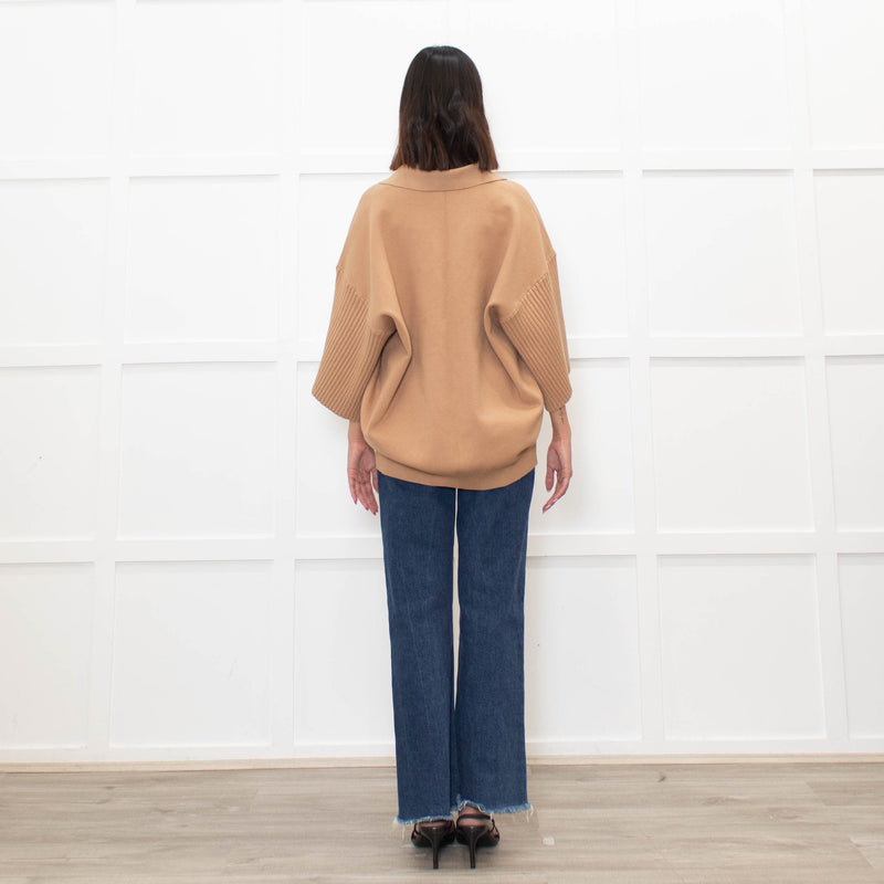 Roksanda Tan knit Orange Pocket Oversized Knit Top