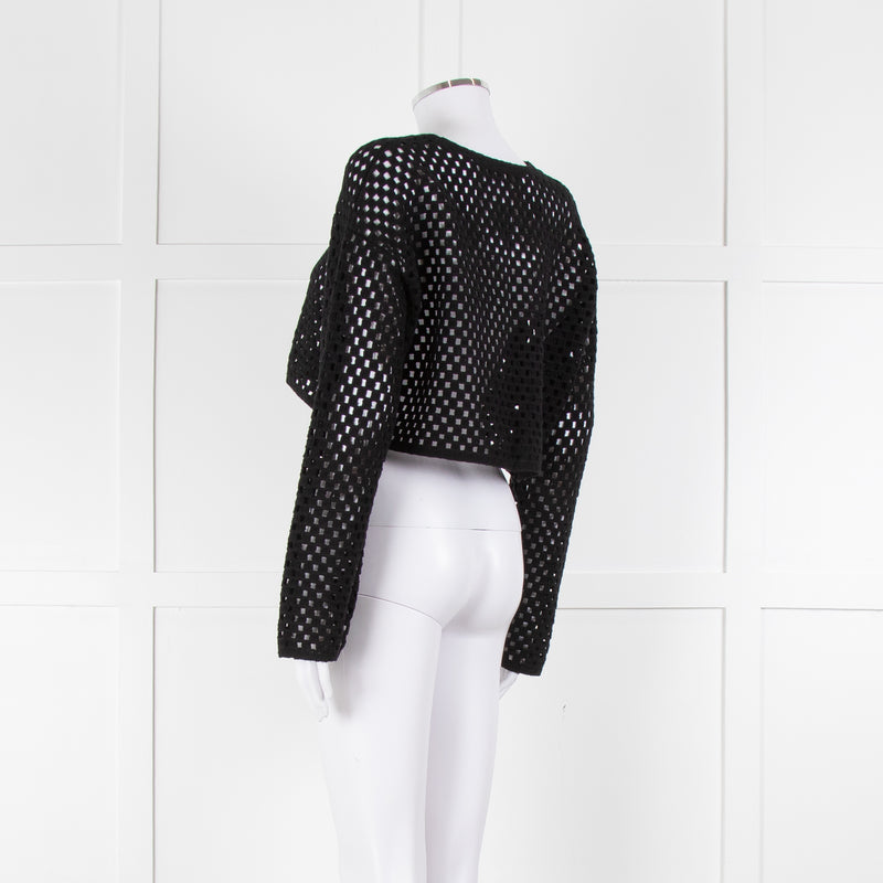 Anine Bing Black Crochet Knit Longsleeve Top