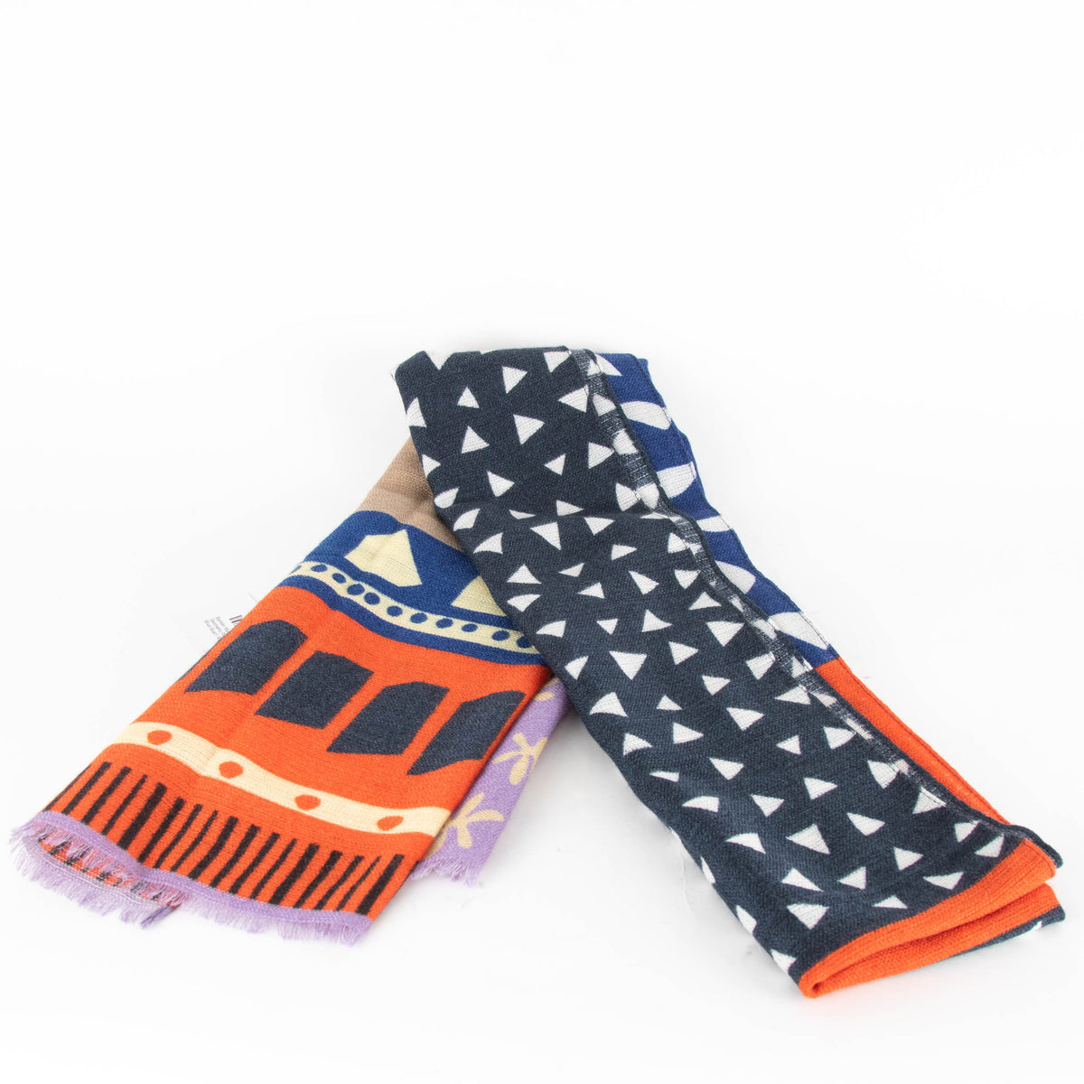 Barbieri Multi Coloured Geometric Patterned Wool Scarf