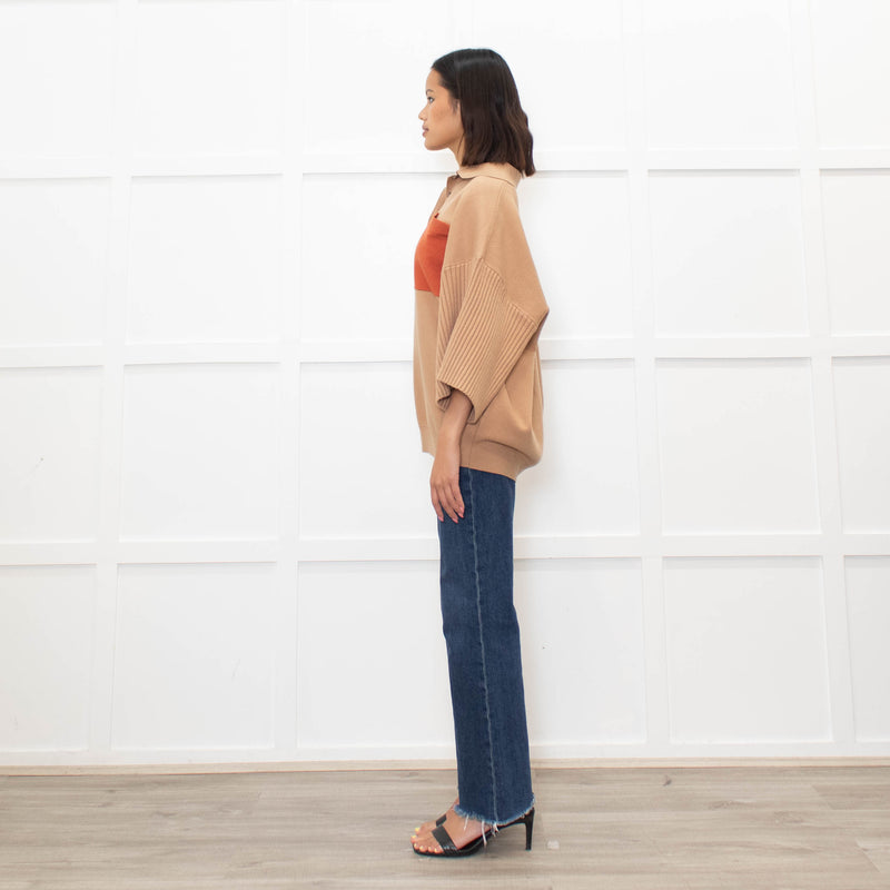 Roksanda Tan knit Orange Pocket Oversized Knit Top