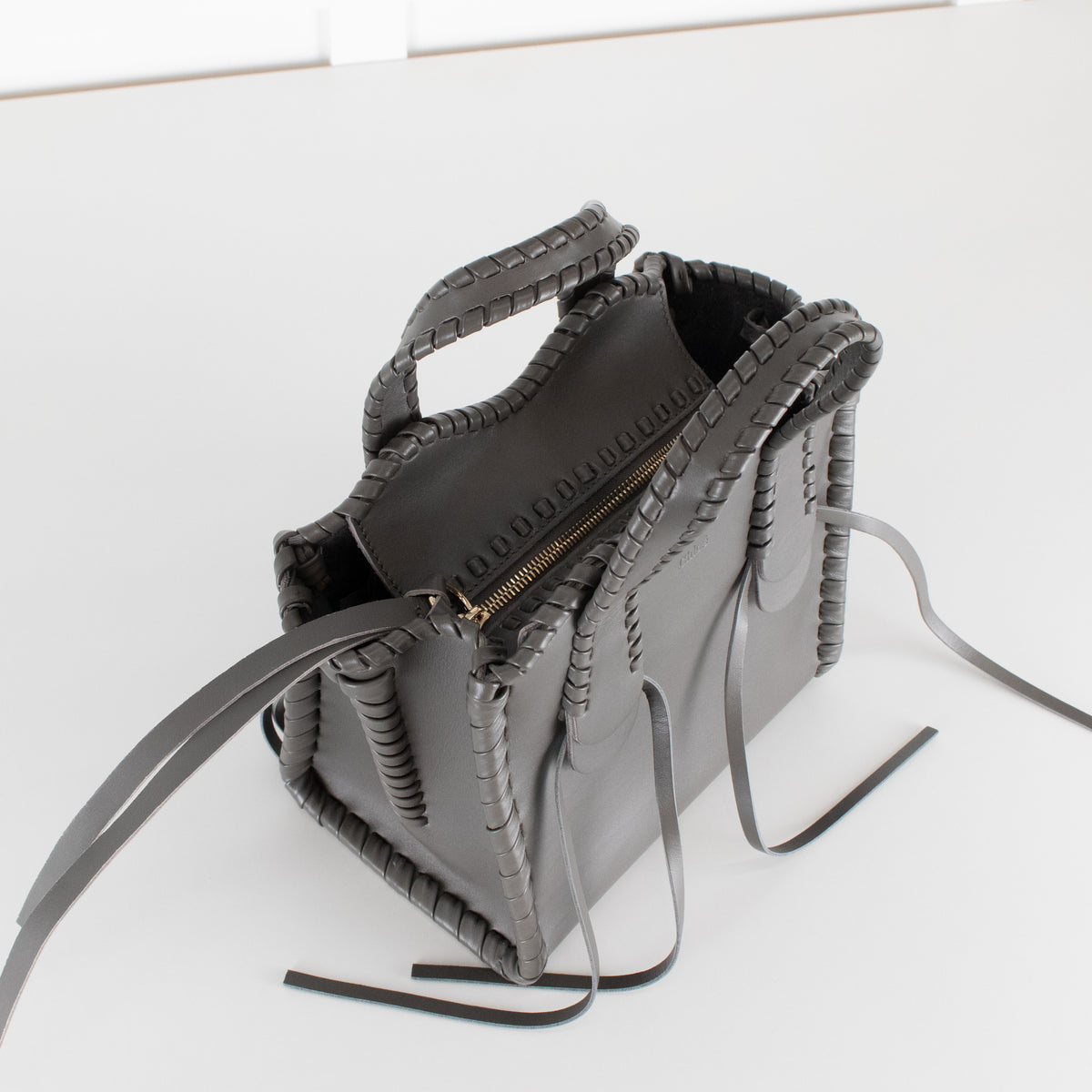 Chloe Elephant Grey Small Whipstitch Tote Bag
