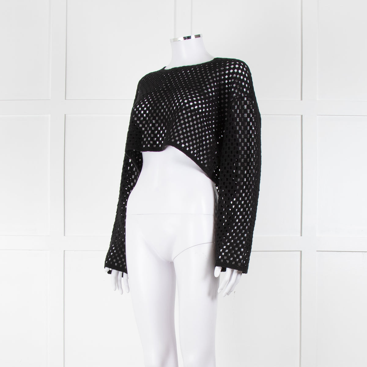 Anine Bing Black Crochet Knit Longsleeve Top