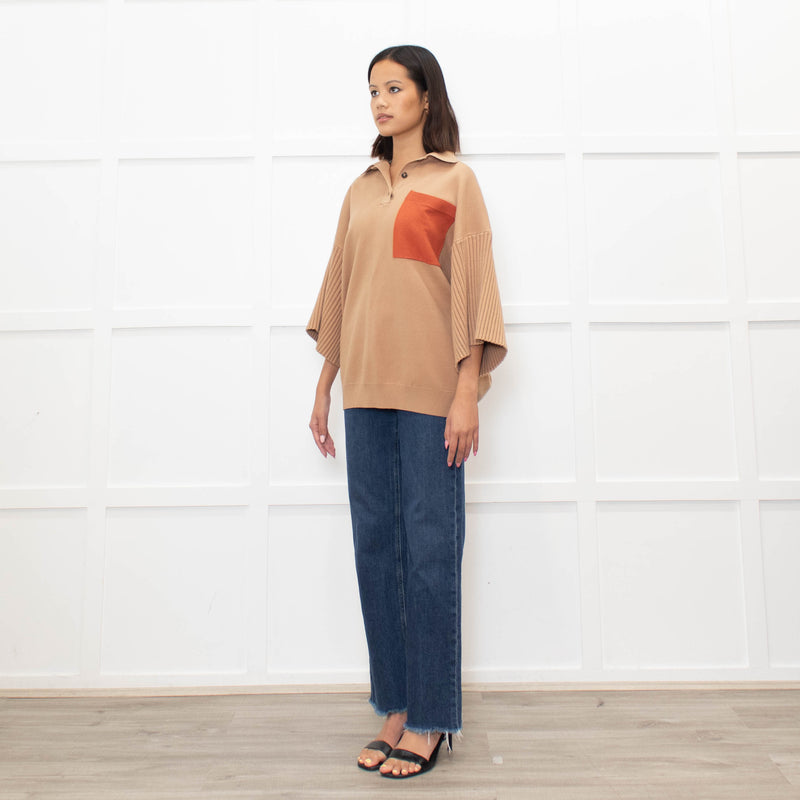 Roksanda Tan knit Orange Pocket Oversized Knit Top