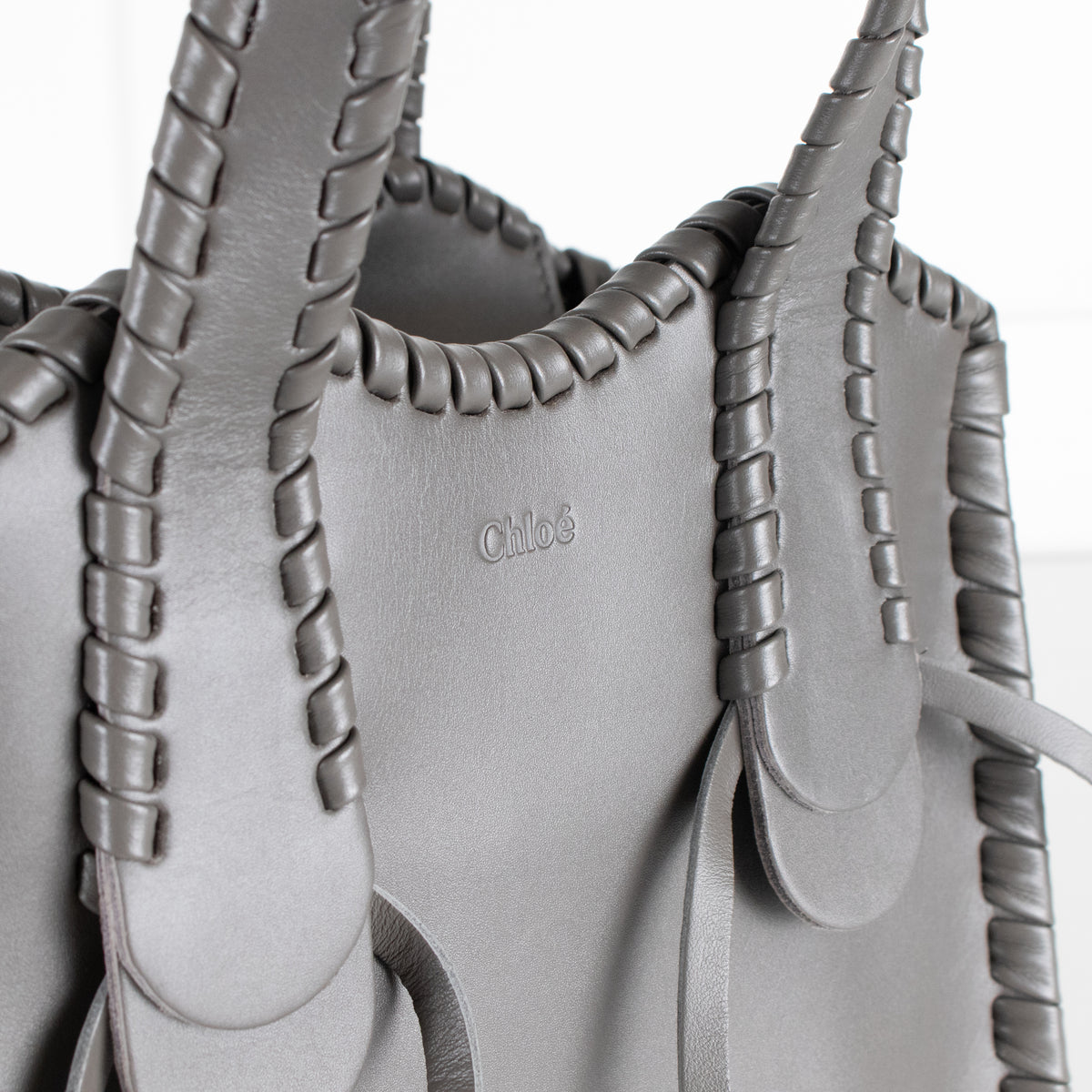 Chloe Elephant Grey Small Whipstitch Tote Bag