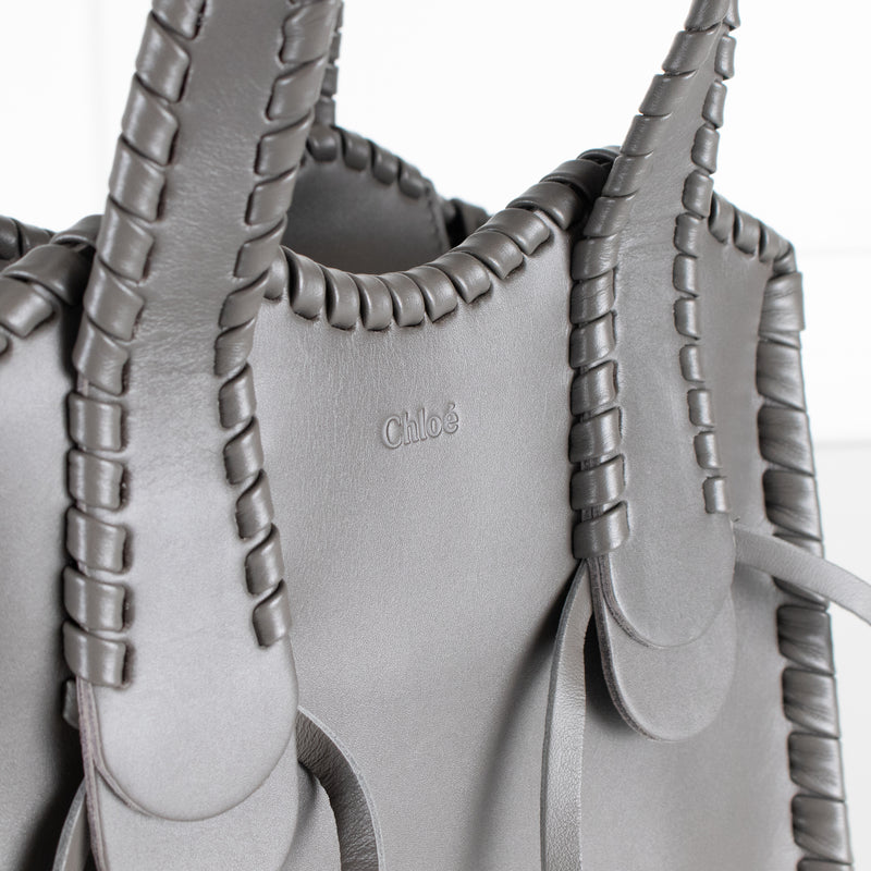 Chloe Elephant Grey Small Whipstitch Tote Bag