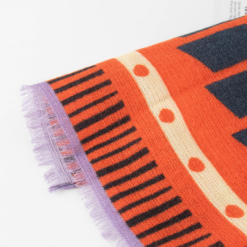 Barbieri Multi Coloured Geometric Patterned Wool Scarf