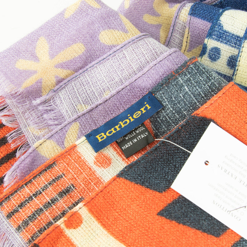 Barbieri Multi Coloured Geometric Patterned Wool Scarf