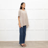 Fabiana Filippi Neutral Beige Silver Bead Trim Knitted Poncho