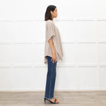 Fabiana Filippi Neutral Beige Silver Bead Trim Knitted Poncho