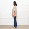 Fabiana Filippi Neutral Beige Silver Bead Trim Knitted Poncho