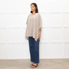 Fabiana Filippi Neutral Beige Silver Bead Trim Knitted Poncho