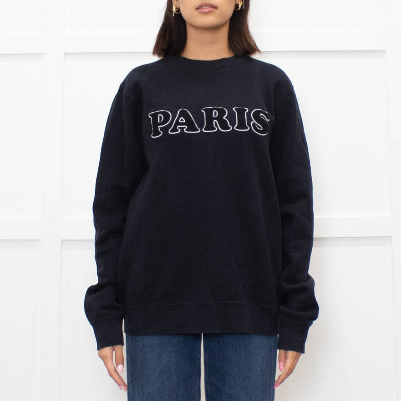 Sandro Navy White Paris Logo Sweatshirt