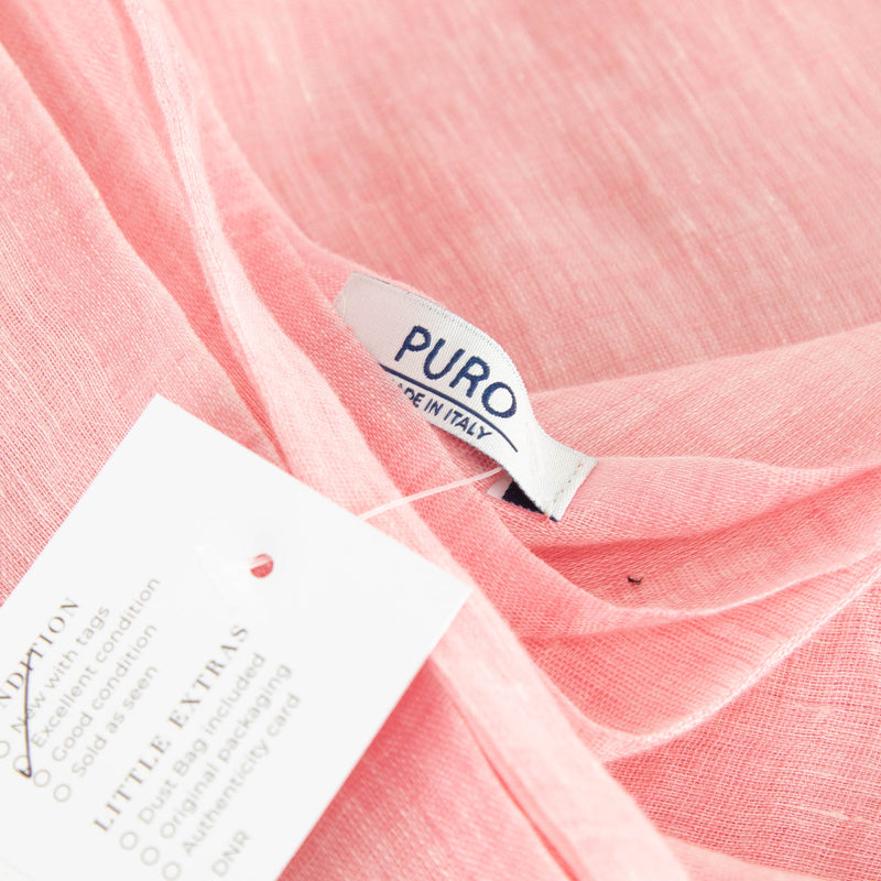 Puro Pink Linen Fringed Scarf
